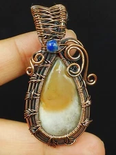 Copper Moss Agate Gemstone Copper Wire Wrapped Handmade Jewelry Pendant