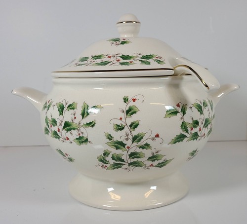 Sopa Royal Limited Holly Holiday con tapa y cucharón ~ Acebo y bayas ~ De colección - Imagen 2 de 14