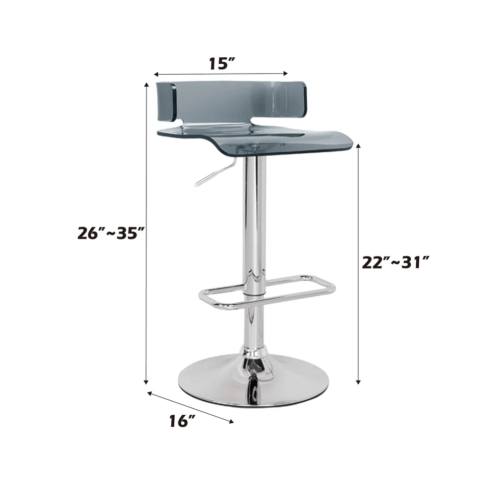 RANIA SWIVEL ADJUSTABLE BAR STOOL IN GRAY - Image 2 of 3