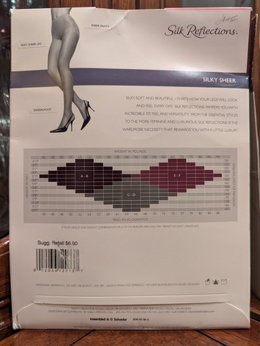 Hanes Silk Reflections Silky Sheer 715 Pantyhose In Little Color CD Up To 6' - Picture 4 of 5