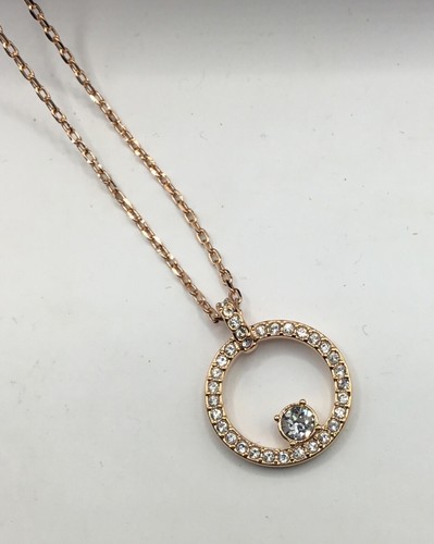 Swarovski Creativity Circle Necklace Rose Gold Plated Clear Crystals Adjustable - Picture 3 of 12