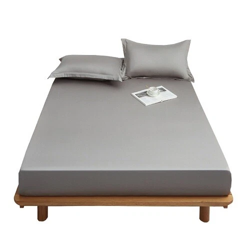 4PC Sheet Set/ 3Pc Duvet Set 800 TC Egyptian Cotton Gray Solid Adults/Teens - Image 3 of 4