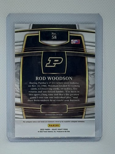 Rod Woodson 2022 Select Draft Picks - #58 - Purdue Boilermakers - Picture 2 of 2