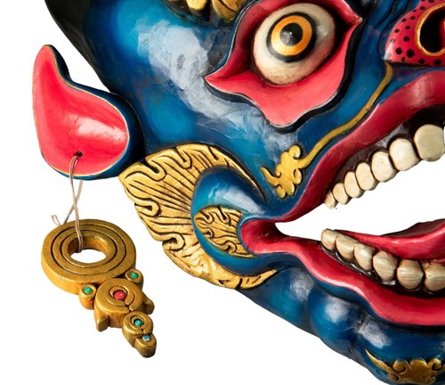 Yamantaka - Maschera Tibetano Yama Blu, 62 CM – Danse Cham Buddista - 7228 - Picture 22 of 22