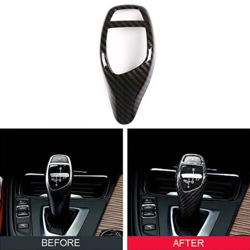 Fits For BMW F30 F20 F15 F25 X5 X3 Carbon Fiber Black Gear Shift Knob Cover Trim - Foto 4 di 9