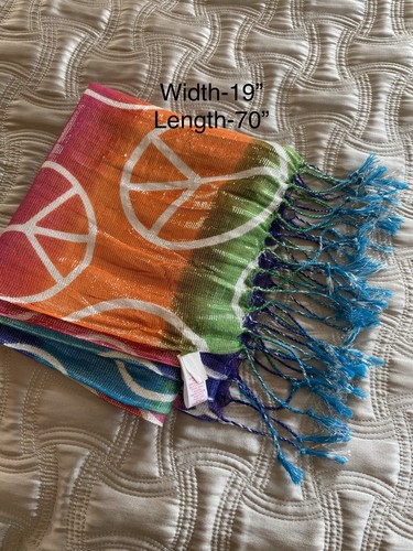 NWOT Justice Scarf Girls Bright Neon/Metallic, Pink, Orange,Green,Blue 19”Wx70”L - Picture 2 of 4