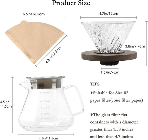 600ml Pour Over Coffee Maker Glass Carafe Coffee Percolator Moka Pot Hot Sale UK - Picture 8 of 10