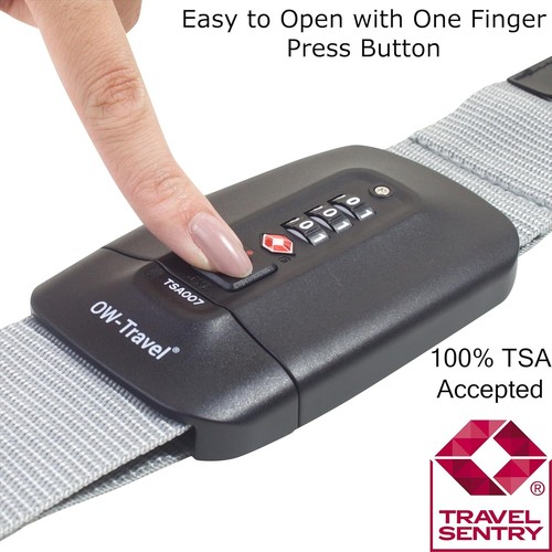 Luggage Straps with Locks OW-TRAVEL Lockable Case TSA Approved Suitcase Staps - Picture 22 of 91