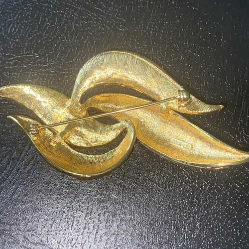 Vintage Brosche Pin Goldton Wirbel Kostüm Schmuck groß signiert - Bild 5 von 11