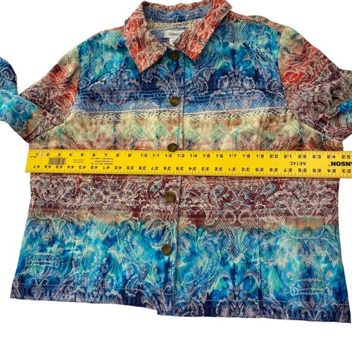 Coldwater Creek Tapestry Jacket Top Womens XXL Embroidered Multicolor Boho - Picture 9 of 11
