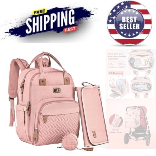 Large Capacity Diaper Bag Backpack with Changing Pad & Stroller Straps