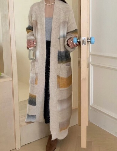 Women Multicolors Stripe Long Sleeves Knitted Sweater Cardigan Outwear Coat - Bild 9 von 11