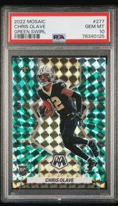 2022 Chris Olave Mosaic Green Swirl #277 06/11 PSA 10 POP 2 Saints Stud!