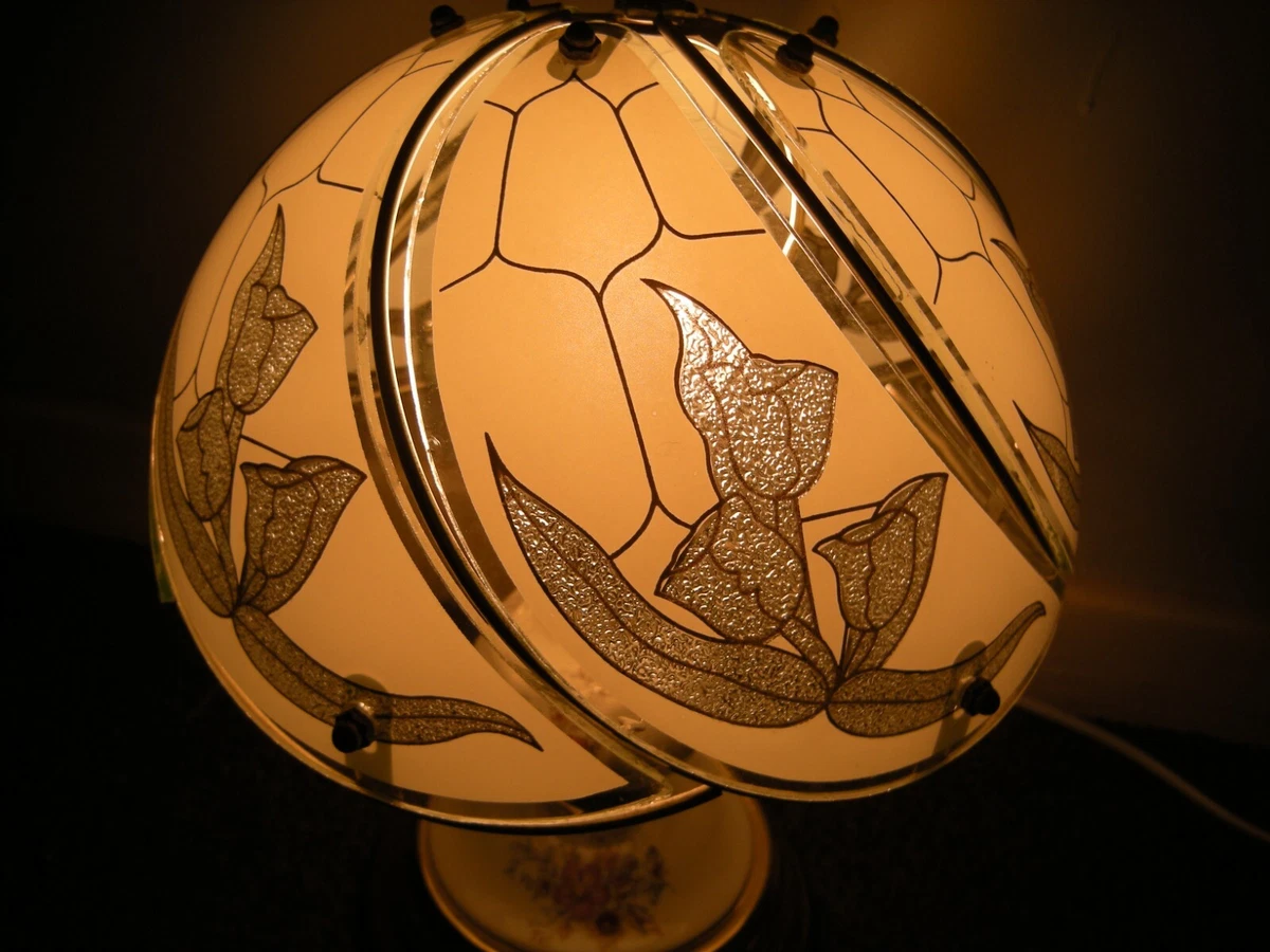 REPLACEMENT VINTAGE 1980 S GLASS PANELLED TOUCH LAMP LAMPSHADE