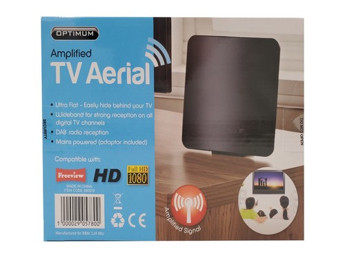 Optimum Amplified TV Aerial, Indoor TV Antenna Freeview Wideband HDTV 4K 1080P
