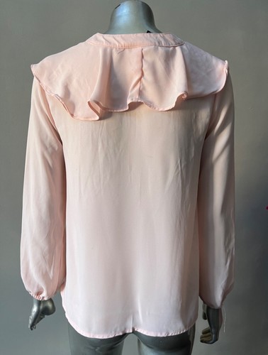 Blusa de gasa con volantes camisa manga hinchada vestido formal rosa pálido torso Xs - Imagen 2 de 2
