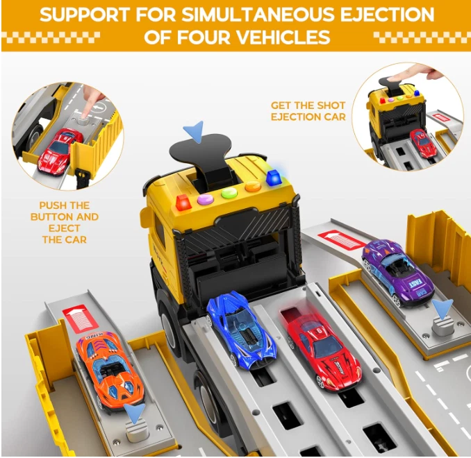 Camión portador de carreras de pista de carreras de juguetes para niños Vehículo Foto 3 de 4