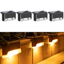 4Pcs LED Solar Fence Lights Outdoor Garden Yard Waterproof Stairs Step Deck Lamp