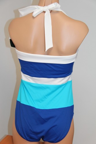 New Ralph Lauren Swimsuit Bikini 1 piece Size 14 White COB Blue - Picture 6 of 6