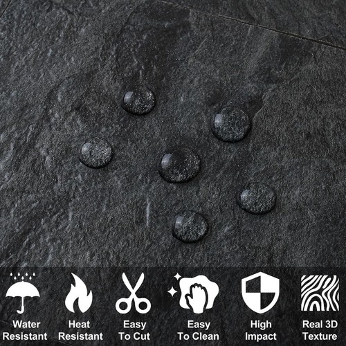 Durable 100-Piece Peel and Stick Black Slate Tiles for Kitchen and Bathroom Use - Picture 5 of 9