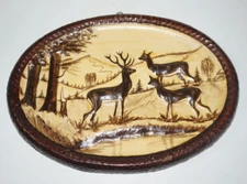 Antique 3D Relief Wood Stag Deer Wall Hanging Karkonosze Giant Mountains Poland