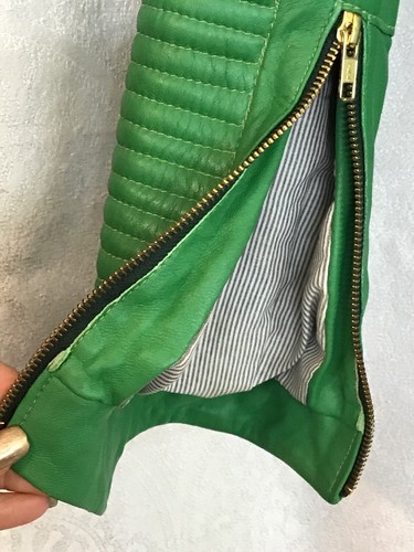 Doma leather jacket Green Moto Zipper Front And Cuffs Padded Areas Size Med - Picture 4 of 12