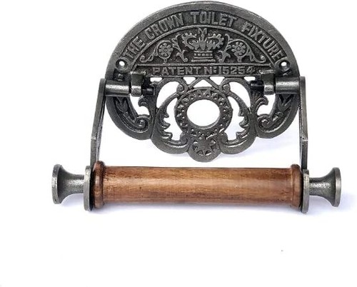 Retro Collections Crown Toilet Fixture Design Toilet roll Holder Cast Iron - Picture 4 of 4