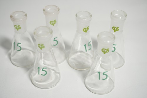 6x Erlenmeyerkolben mit Schliff 15 mL Laborkolben klein - Bild 2 von 2