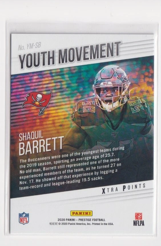 2020 Panini Prestige Youth Movement Xtra Points Blue /299 Shaquil Barrett #YM-SB - Image 2 of 2