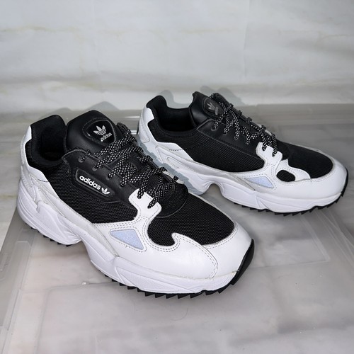 Near New ADIDAS Falcon Trail Oreo Black White Sneakers - Womens Size US 7 #31423 - Picture 3 of 9