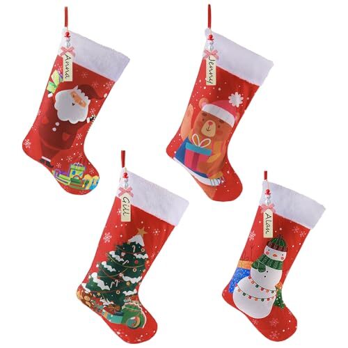 Christmas Stocking Wood Hanging Tag, 18 Inches Christmas Stocking Red - Picture 2 of 7