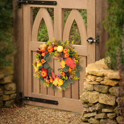 Autumn Pumpkin Wreath Simulation Wreath Artificial Window Out/Indoor Decorations - Picture 4 of 20