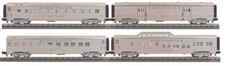 MTH Railking 30-68225 Burlington O Gauge 4-Car 60' Streamlined Passenger Set NEW