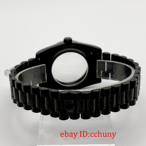 36mm/39mm Caja Reloj Negro Cristal Zafiro Ajuste NH35 Miyota 8215 ETA 2824 Movimiento - Imagen 9 de 13