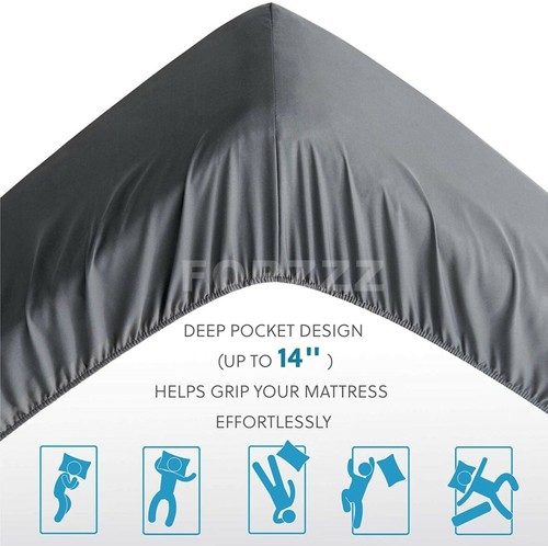 2200TC Extra Deep Pocket Fitted Bottom Sheet Single Double Queen Super King Bed - Picture 4 of 27
