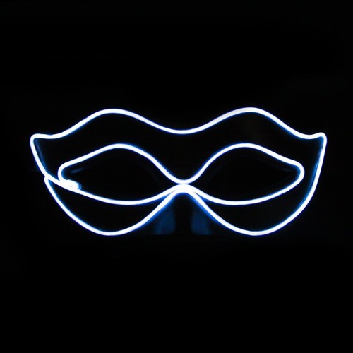 EL-AURORA LED Birthday Mask Light up Neon Lights Black Mask & White Light - Picture 2 of 4
