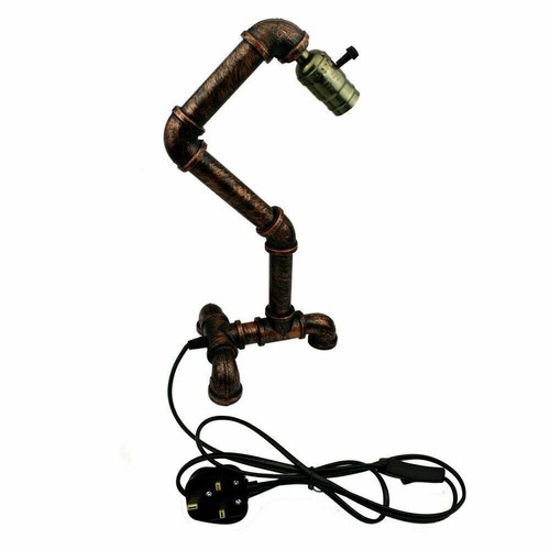 Retro Water Pipe Reading Desk Lamp Plug In Industrial Steampunk E27 Table Lights - Picture 13 of 31