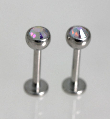 Stud Earrings with crystal gem , Lobe, Ear, Tragus PAIR with FREE velvet pouch - Picture 4 of 19