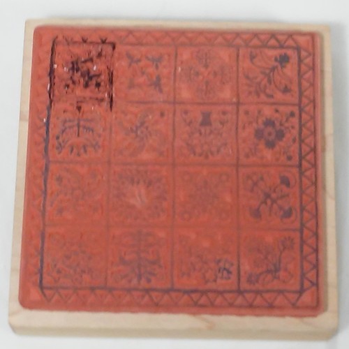 Sello de goma bloque madera diseño floral cuadrado K-1305 PSX 4,5"X 4,5" - Imagen 3 de 4