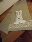 new COTTON & CO. EASTER TABLE RUNNER FLUFFY 3d BUNNY RABBITS crochet ends 14x71"