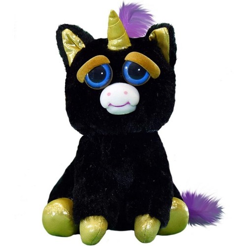 Juguete de peluche Feisty Pets Gloria Goldigger™️ Unicornio negro para apretar animales - Imagen 2 de 3