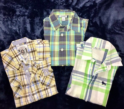 LOT x3 Summer Shirts Boys S & M 8-9 OLD NAVY 131 Unlimited EUC Plaid Check - Picture 1 of 12