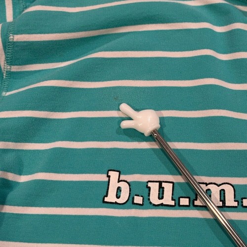 VTG 90s BUM Equipment Long Sleeve Turquoise Blue Striped Unisex T-shirt Medium - Picture 6 of 10