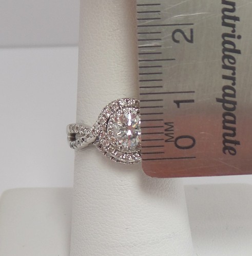 1CT Natural Diamond Halo Frame Engagement Wedding Bridal Ring 14K White Gold - Picture 7 of 13