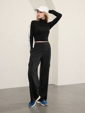 ATHLETA Venice Cargo Wide Leg Pant High Rise | Black XS  #411453 NEW