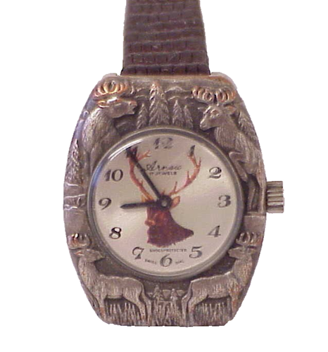 ARNEX 17 JEWELS WATCH SHOCK PROTECTED SWISS DIAL GENUINE LIZARD BAND WRISTWATCH - Bild 4 von 15