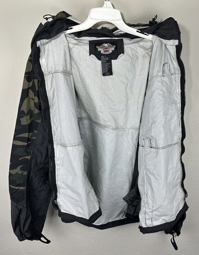 Vtg 2006 Harley Davidson Mud Dog Camo Rain Jacket Camouflage Waterproof Mens L - Picture 7 of 16