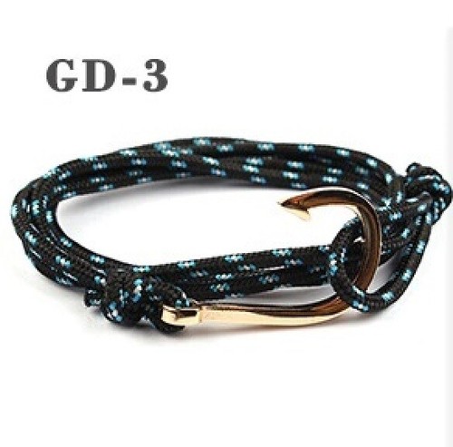 Expandable Fish Hook Bracelet Gold Plated Nylon Rope Bracelet UK SELLER - Picture 4 of 16