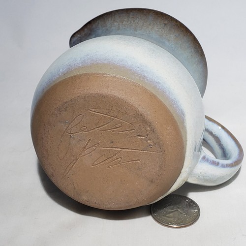 VTG Peter Pots Pottery Mahogany Brown Creamer Signed Replacement - Picture 7 of 8