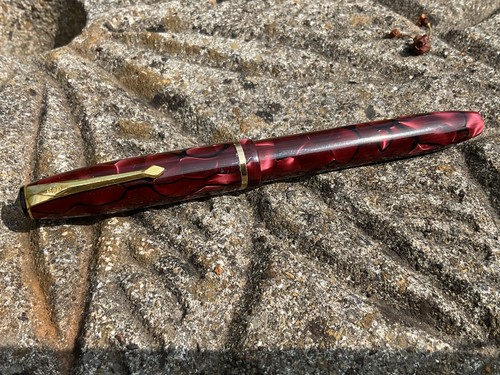 Antique Vintage Red Pink Conway Stewart 15 Ink Fountain Pen Gold 14k Nib Boxed - Picture 8 of 21